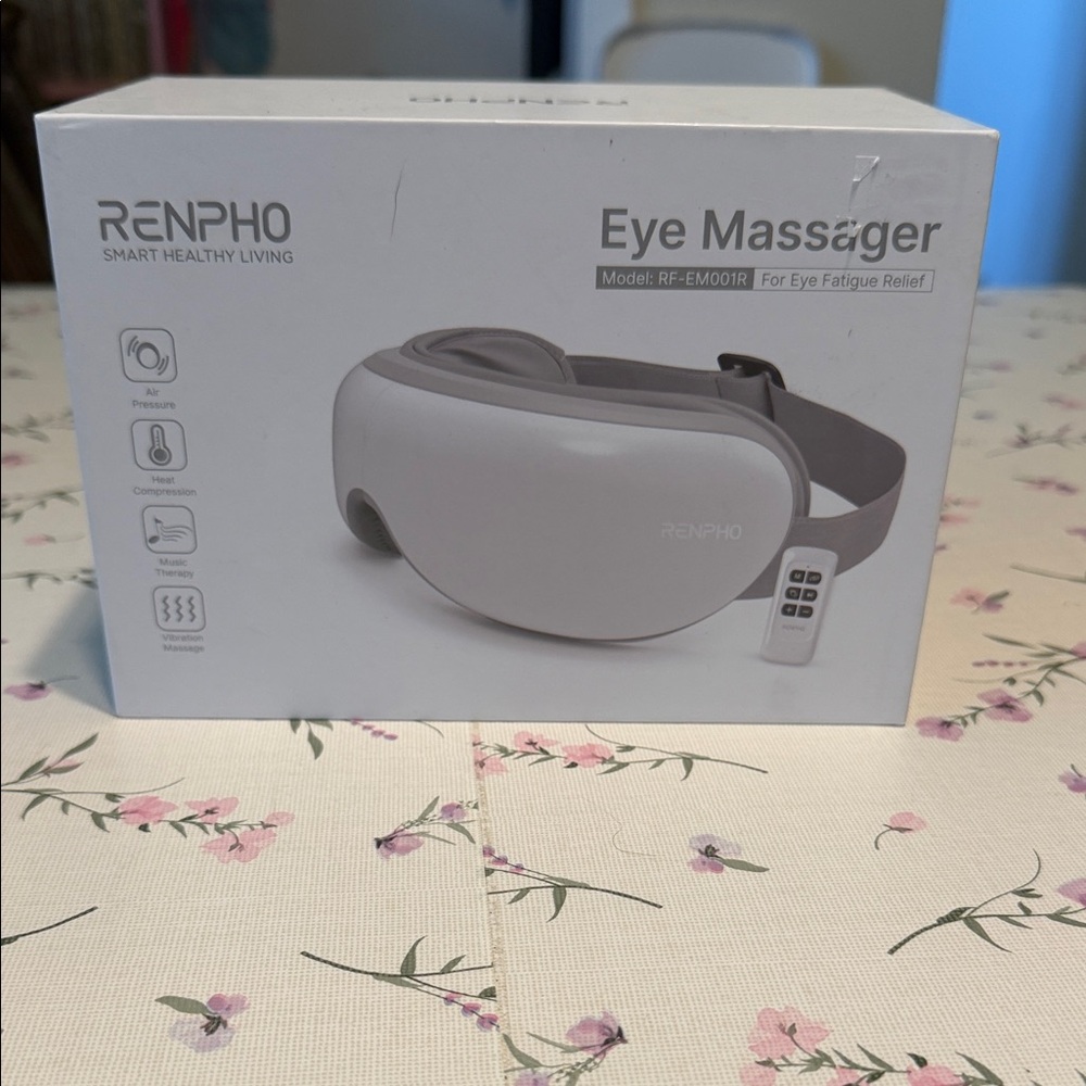 RENPHO White Eye Massager with Remote - Soothing Heat & Vibration